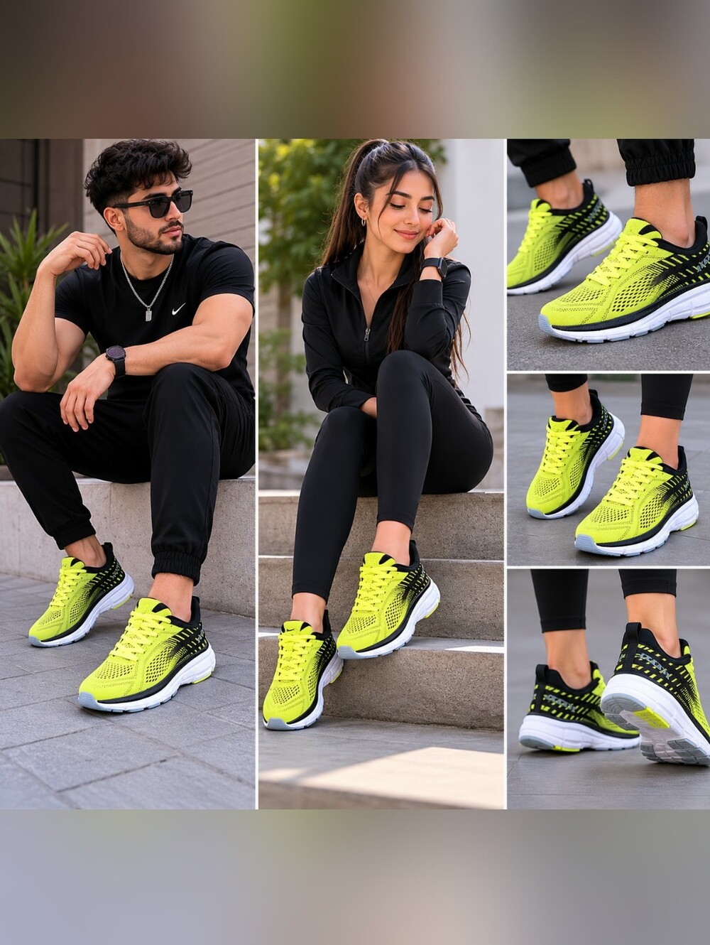 Men's Neon Yellow Athletic Running Shoes